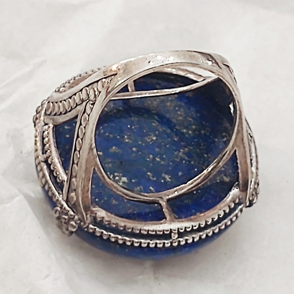 Vintage HUGE Lapis Lazuli Ring set in Sterling Silver- 8.5 - Picture 5 of 8